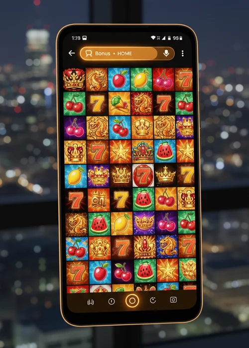 Royal Wheel Casino's elegant virtual lobby featuring live dealer tables and popular slot machines, designed for players.